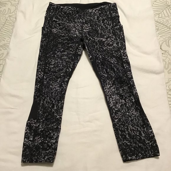 Lululemon Pace Rival Crop 22" Achromatize Ice Grey Black Size 6 - Picture 4 of 14